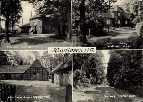 Ak Huntlosen Großenkneten in Oldenburg, Bahnhof, Forsthaus Hosüne, Bauernhaus, Hegeler Wald