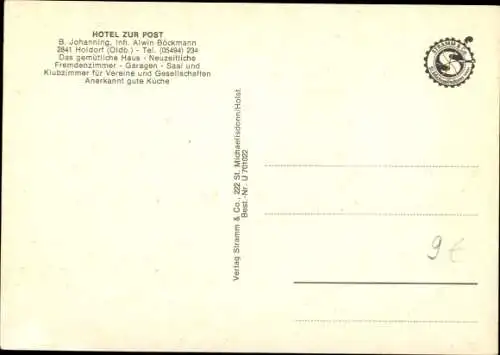 Ak Holdorf Niedersachsen, Hotel Zur Post, Inhaber Alwin Böckmann, Inneres, Garten