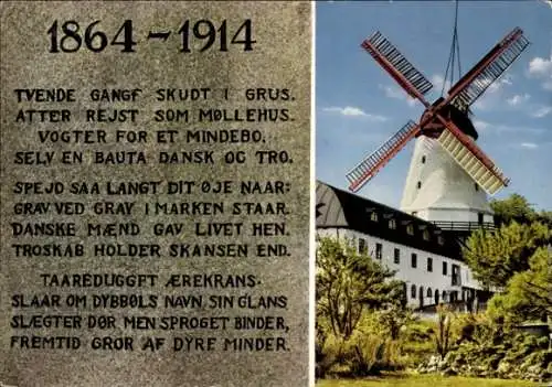 Ak Dybbøl Düppel Dänemark, Windmühle, 1864-1914, Gedicht