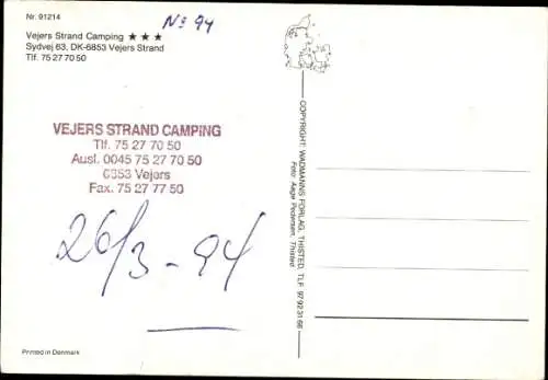 Ak Vejers Strand Dänemark, Camping, Luftbild, Sydvej 63