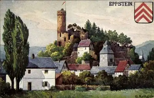 Künstler Ak Rothgeb, G., Eppstein im Taunus, Blick auf die Burg