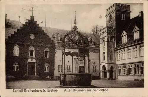 Ak Breitenburg bei Itzehoe in Holstein, Schloss Breitenburg, Schlosshof, Alter Brunnen