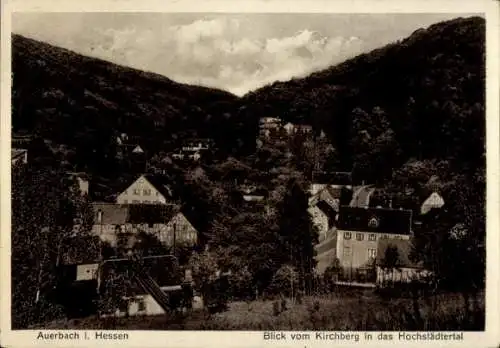 Ak Auerbach Bensheim an der Bergstraße Hessen, Hochstädtertal, Blick vom Kirchberg