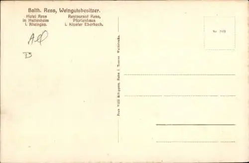 Ak Eltville am Rhein Hessen, Kloster Eberbach, Schrank im Refektorium, Restaurant Ress