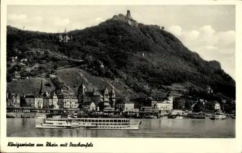 Ak Königswinter am Rhein, Drachenfels, Dampfer