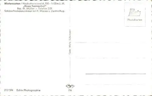Ak Hinterzarten im Schwarzwald, Haus Tannenhof