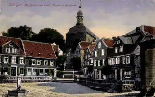 Ak Gräfrath Solingen, Marktplatz, katholische Kirche