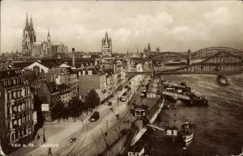 Ak Köln am Rhein, Leystapel, Brücken, Dom