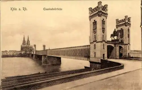 Ak Köln am Rhein, Eisenbahnbrücke