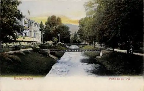 Ak Baden Baden am Schwarzwald, Oos, Brücke