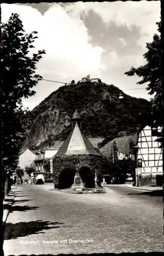 Ak Rhöndorf Bad Honnef am Rhein, Kapelle mit Drachenfels