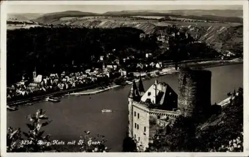 Ak Sankt Goarshausen am Rhein, Burg Katz, St. Goar