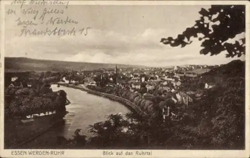 Ak Werden Essen im Ruhrgebiet, Panorama, Ruhrtal