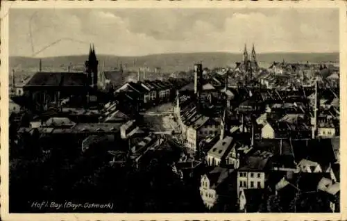 Ak Hof an der Saale Oberfranken Bayern, Blick über die Stadt