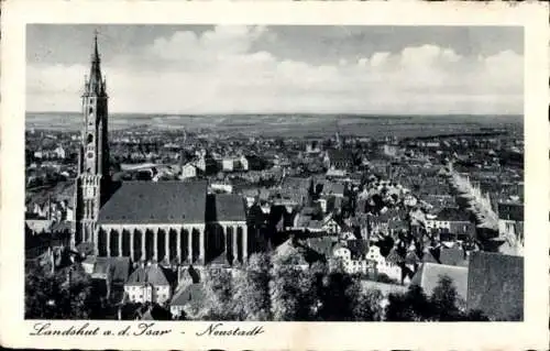 Ak Landshut in Niederbayern, Neustadt, Teilansicht vom Ort mit Kirche St. Martin