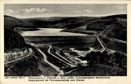 Ak Osterode im Harz, Sösetalsperre, Staumauer