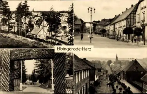 Ak Elbingerode Oberharz am Brocken, Teilansicht, Straßen, Viehtrieb, Pionierlager Friedrich Engels