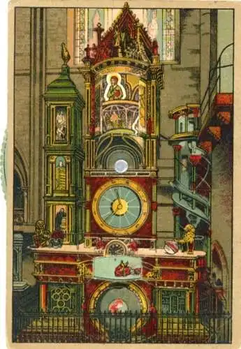 Mechanische Litho Strasbourg Straßburg Elsass Bas Rhin, l'horloge astronomique de la Cathedrale