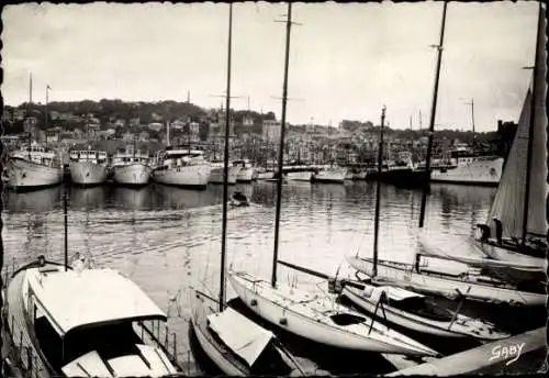 Ak Deauville Calvados, La Plage Fleurie, Vue sur le bassin des Yachts