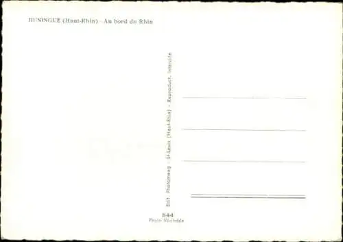 Ak Huningue Hüningen Elsass Haut Rhin, Au bord du Rhin