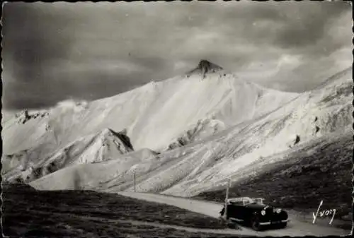 Ak Col d'Izoard Hautes-Alpes, Schneegipfel, Auto