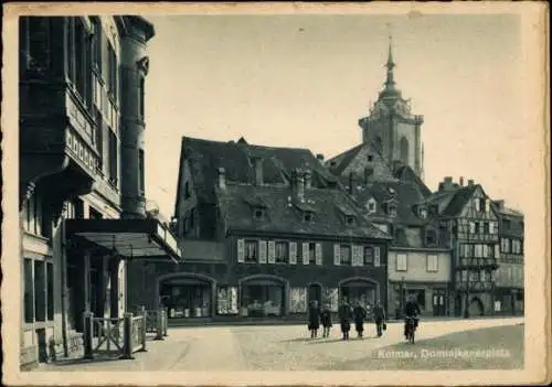 Ak Colmar Kolmar Elsass Haut Rhin, Dominikanerplatz