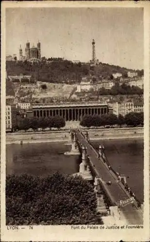 Ak Lyon Rhône, Pont du Palais de Justice, Fourviere