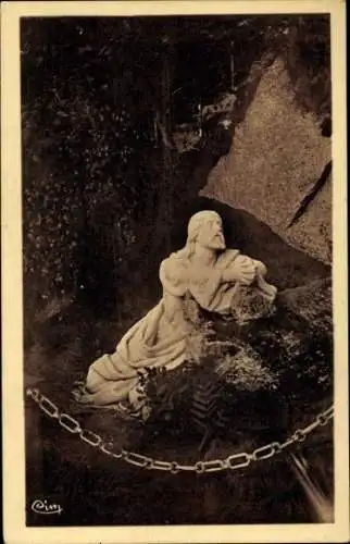 Ak Noirétable Loire, Notre-Dame de l'Hermitage, Skulptur Le Christ a l'Agonie