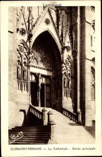 Ak Clermont Ferrand Puy de Dôme, Kathedrale, Haupteingang