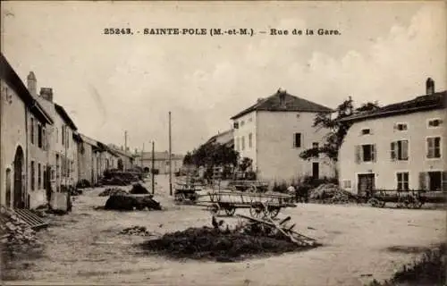 Ak Sainte-Pôle Lothringen Meurthe et Moselle, Route de la Gare