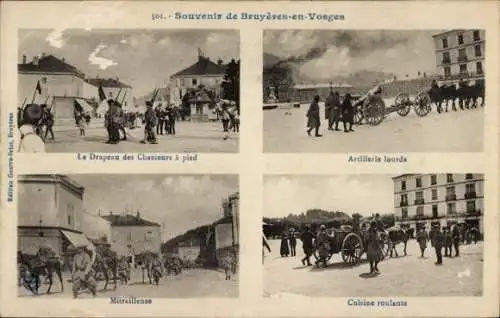 Ak Bruyères Vosges, Artillerie, Rollküche, Die Flagge der Jäger