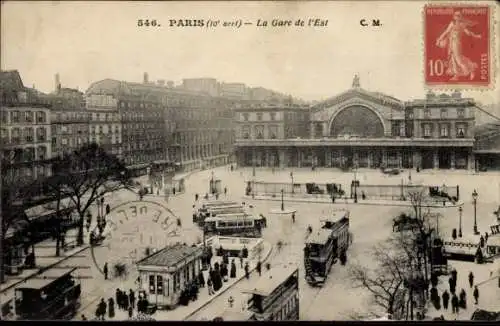 Ak Paris X, Gare de l'Est, Straßenbahn