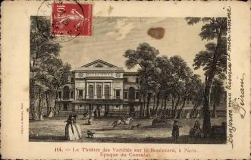 Ak Paris I Louvre, Theatre des Varietes sur le Boulevard, Epoque du Consulat