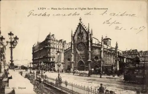 Ak Lyon Rhône, Place des Corderliers, Kirche Saint-Bonaventure
