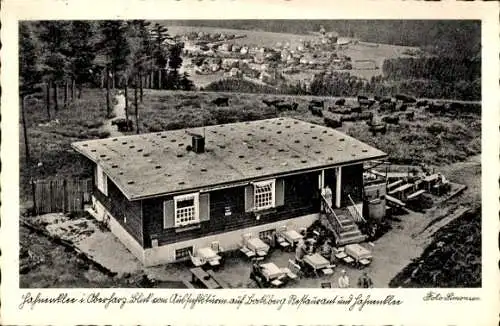 Ak Hahnenklee Bockswiese Goslar im Harz, Blockhütte Bocksberg