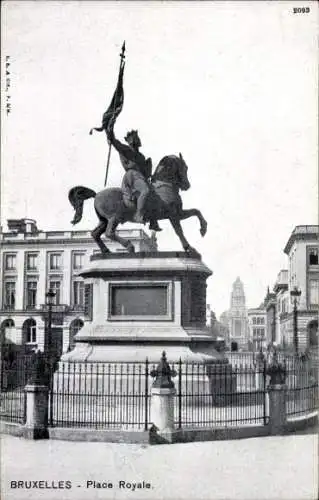 Ak Bruxelles Brüssel, Place Royale, Denkmal