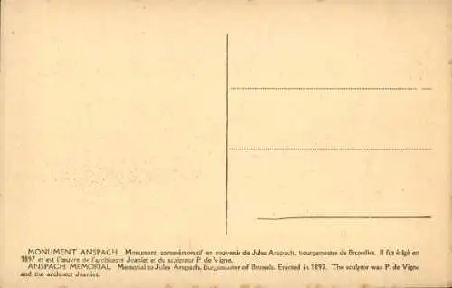 Ak Bruxelles Brüssel, Monument Anspach