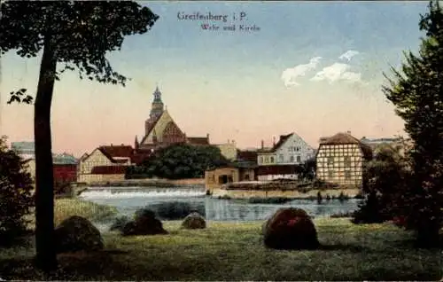 Ak Gryfice Greifenberg Pommern, Wehr, Kirche