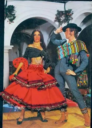 Stoff Ak Spanische Tracht, Tänzer, Tanzpaar