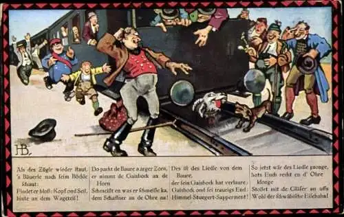 Lied Künstler Ak Boettcher, Hans, Auf de Schwäbische Eisebahne, Bild 4