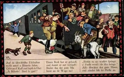 Lied Künstler Ak Boettcher, Hans, Auf de Schwäbische Eisebahne, Bild 3