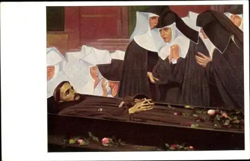 Künstler Ak Kunz, Fritz, Tod des hl. Franziskus, Aufbahrung, betende Nonnen