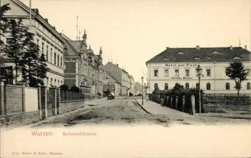 Ak Wurzen in Sachsen, Bahnhofstraße, Hotel zur Post