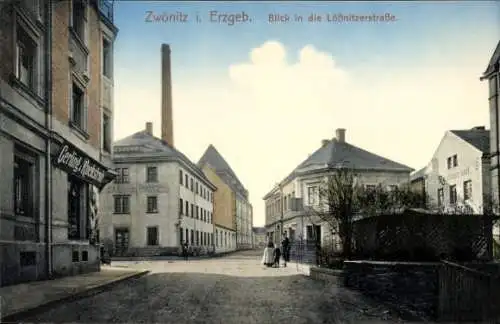 Ak Zwönitz im Erzgebirge Sachsen, Blick in die Lößnitzerstraße