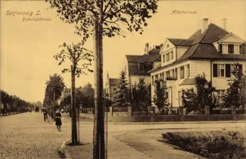 Ak Senftenberg in der Niederlausitz, Bahnhofstraße, Albertstraße