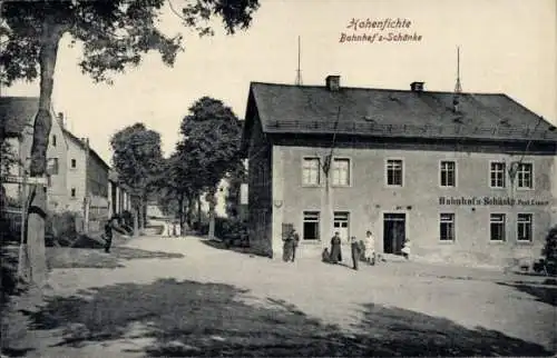 Ak Hohenfichte Leubsdorf in Sachsen, Bahnhofs-Schänke