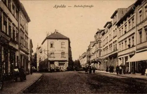 Ak Apolda in Thüringen, Bahnhofstraße, Geschäft Paul Fuchs