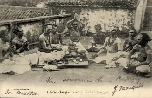 Ak Pondichery Ponducherry Puducherry Indien, Ceremonie Brahmanique