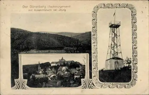 Passepartout Ak Bad Iburg am Teutoburger Wald, Gesamtansicht, Dörenberg, Aussichtsturm