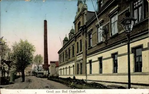 Ak Opolno Zdrój Bad Oppelsdorf Bogatynia Reichenau Schlesien, Straßenpartie